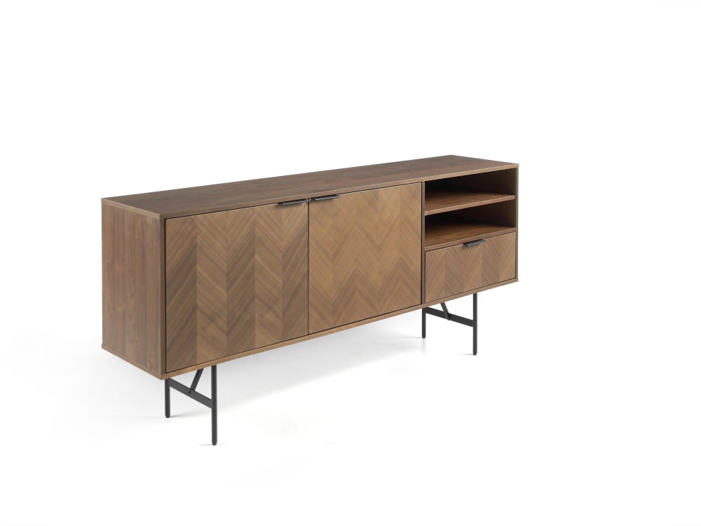 Aparador de diseño en chapa madera natural nogal. 180×40×80H