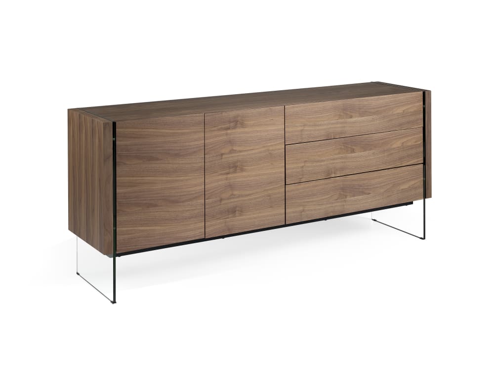 Aparador diseño en chapa de madera natural nogal. 180×49×77H
