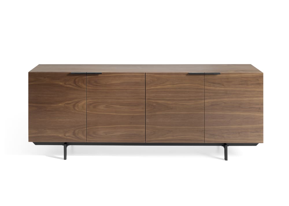 Aparador acabado chapa madera natural nogal 4 puertas. 200×45×75H