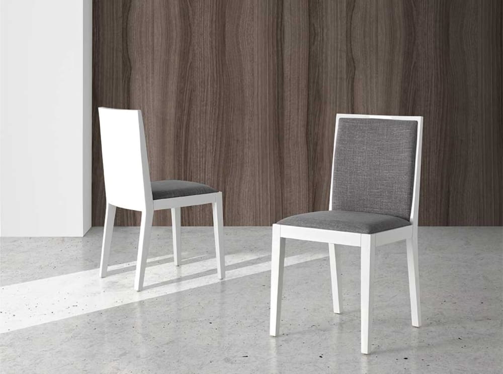 Set 2 sillas Cairo patas madera lacadas blanco tela gris - Maisons du Monde