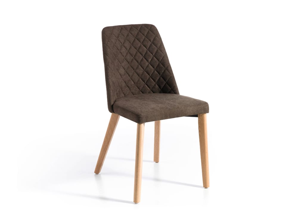 Set de 2 sillas Oregon con patas madera roble y tela marrón
