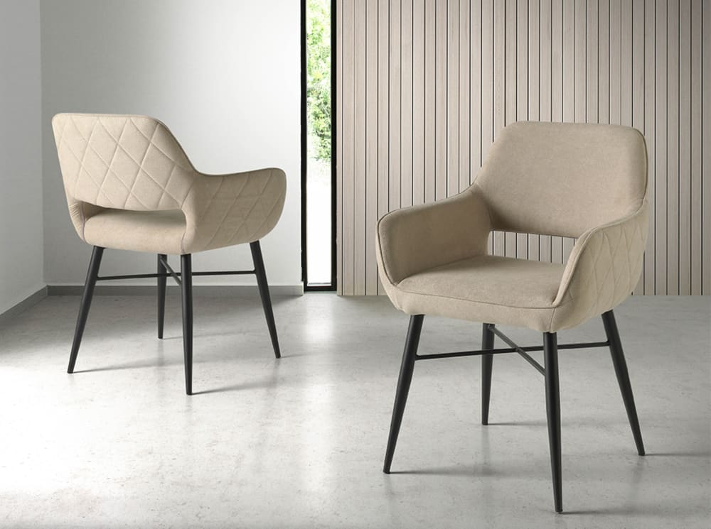 Set de 2 butacas tapizadas en tejido beige - Maisons du Monde