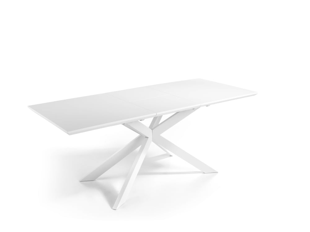 Mesa de comedor extensible de diseño, blanco. 160/210×90×76 cm