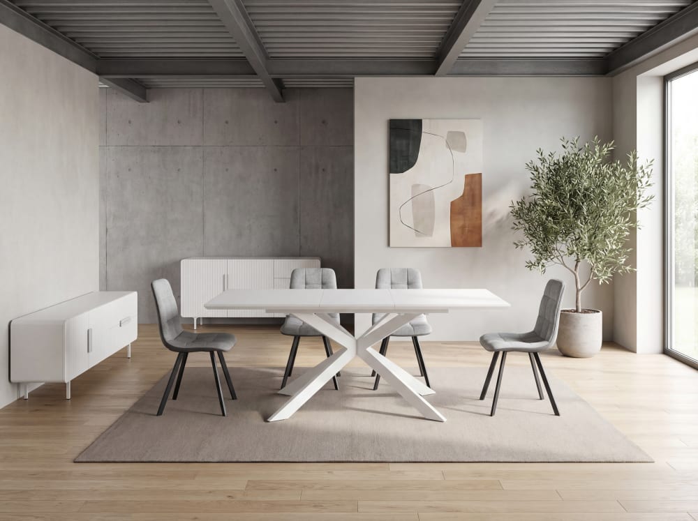Mesa de comedor extensible de diseño, blanco. 160/210×90×76 cm - Maisons du Monde