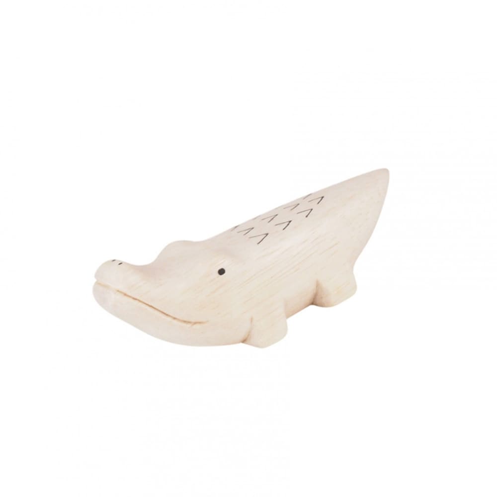 T-Lab Figurine en bois crocodile style contemporain Blanc Bois - 9x3x3cm