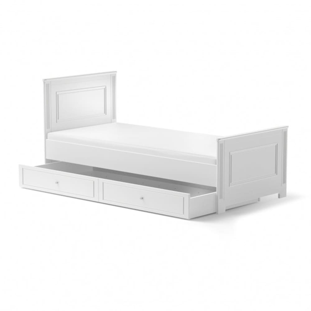 Lit 90x200 sommier et tiroir inclus panneaux mdf et stratifiés blanc Lit 90x200 sommier et tiroir inclus panneaux mdf et stratifiés blanc