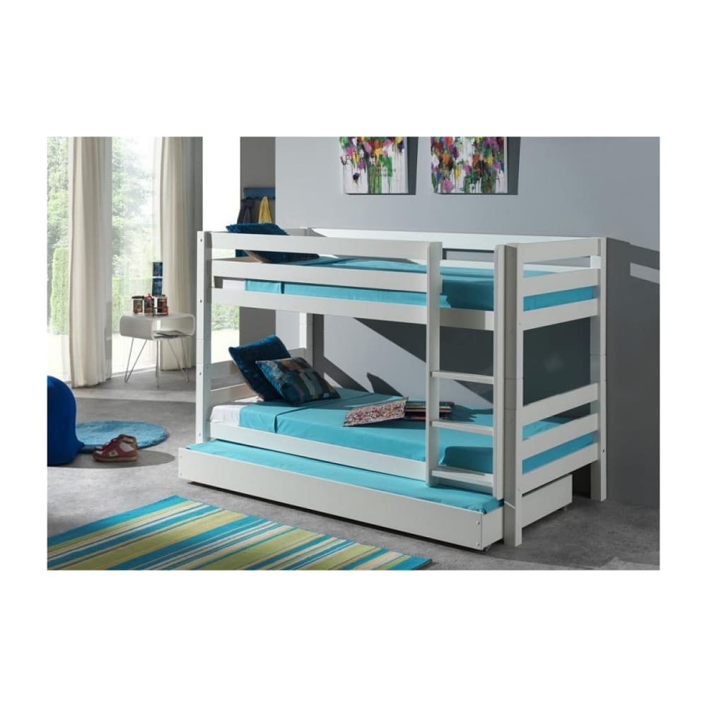 Vipack PINO  lits superposés pin massif Blanc 209 x 105 x 140 cm