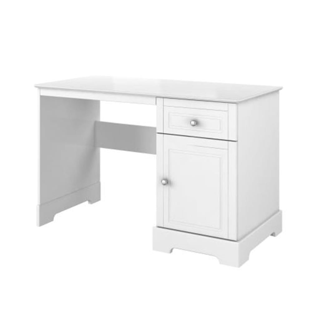 Bureau 1 tiroir 1 porte marylou panneaux mdf et stratifiés blanc Bureau 1 tiroir 1 porte marylou panneaux mdf et stratifiés blanc