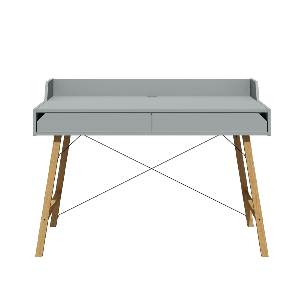 Bureau 2 tiroirs lotta panneaux mdf et stratifiés gris Bureau 2 tiroirs lotta panneaux mdf et stratifiés gris