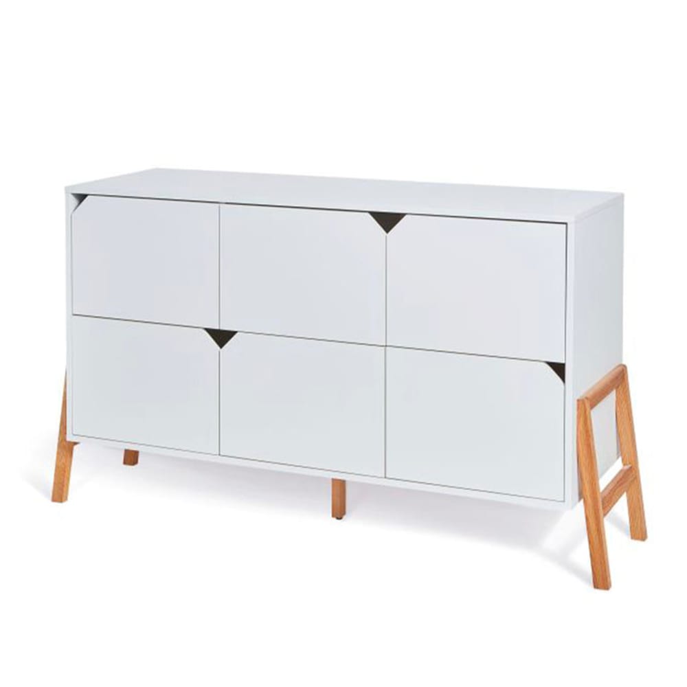 Commode 6 tiroirs lotta panneaux mdf et stratifiés blanc Commode 6 tiroirs lotta panneaux mdf et stratifiés blanc
