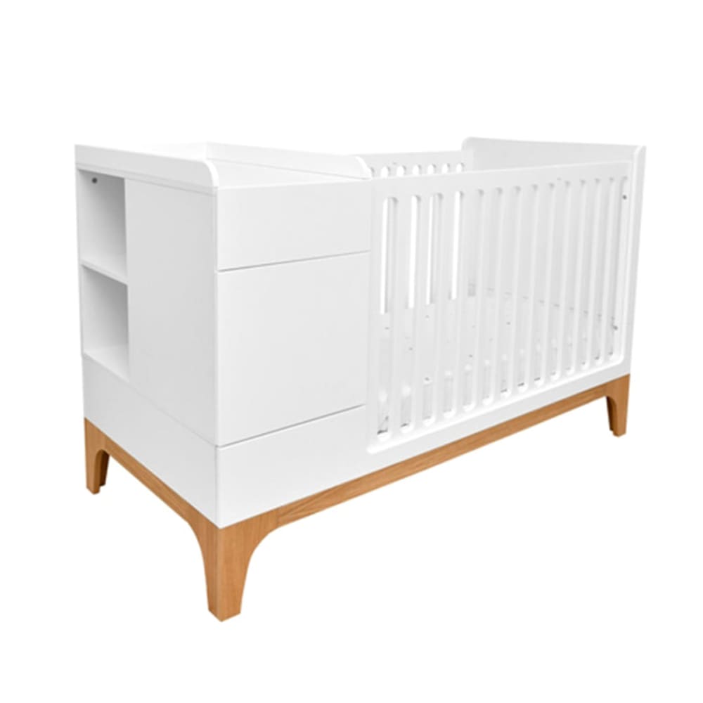 Lit combiné évolutif 70x120 en 70x160 panneaux mdf et stratifiés blanc