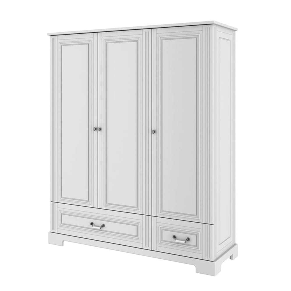 Armoire 3 portes 2 tiroirs ines panneaux mdf et stratifiés blanc Armoire 3 portes 2 tiroirs ines panneaux mdf et stratifiés blanc