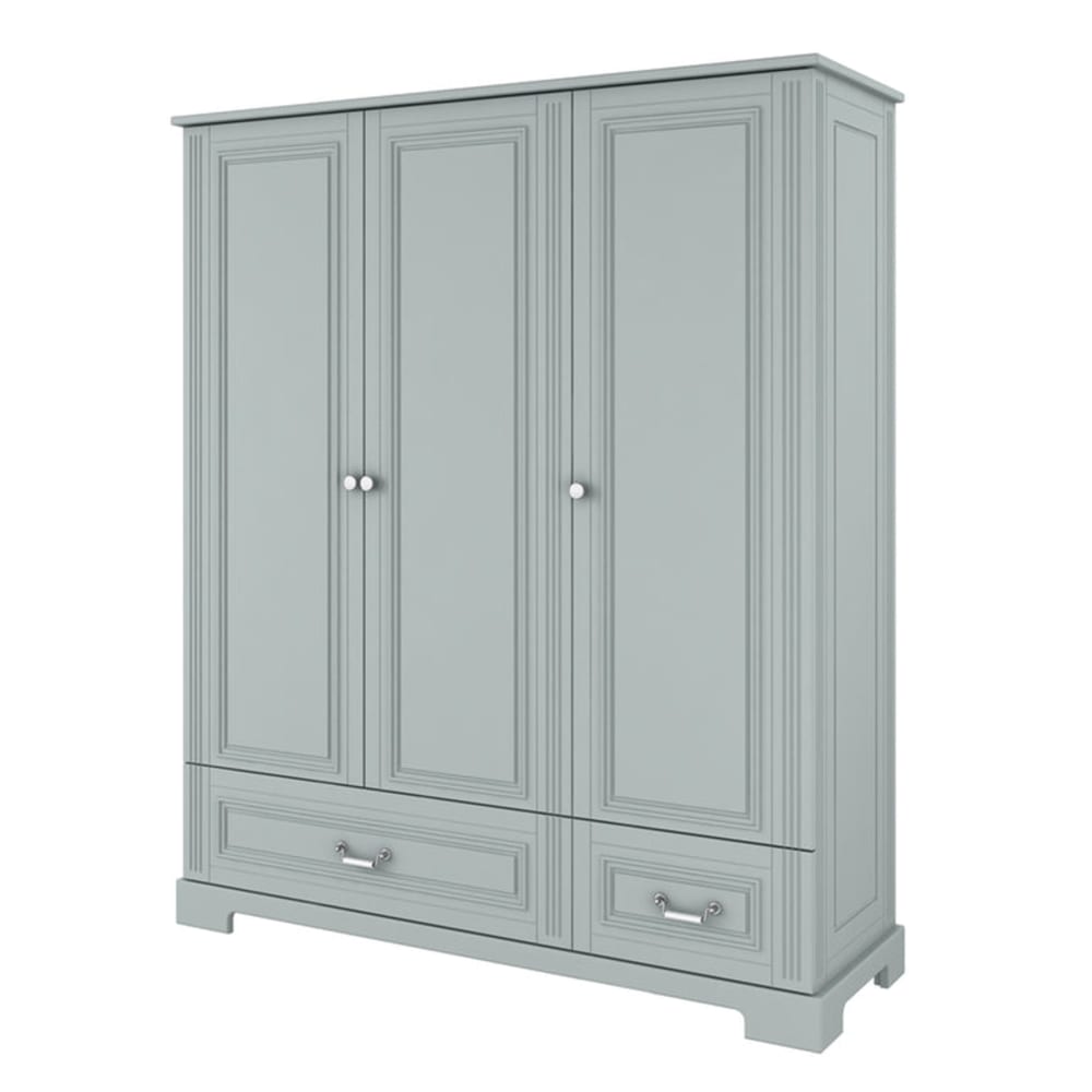 Armoire 3 portes 2 tiroirs ines panneaux mdf et stratifiés gris