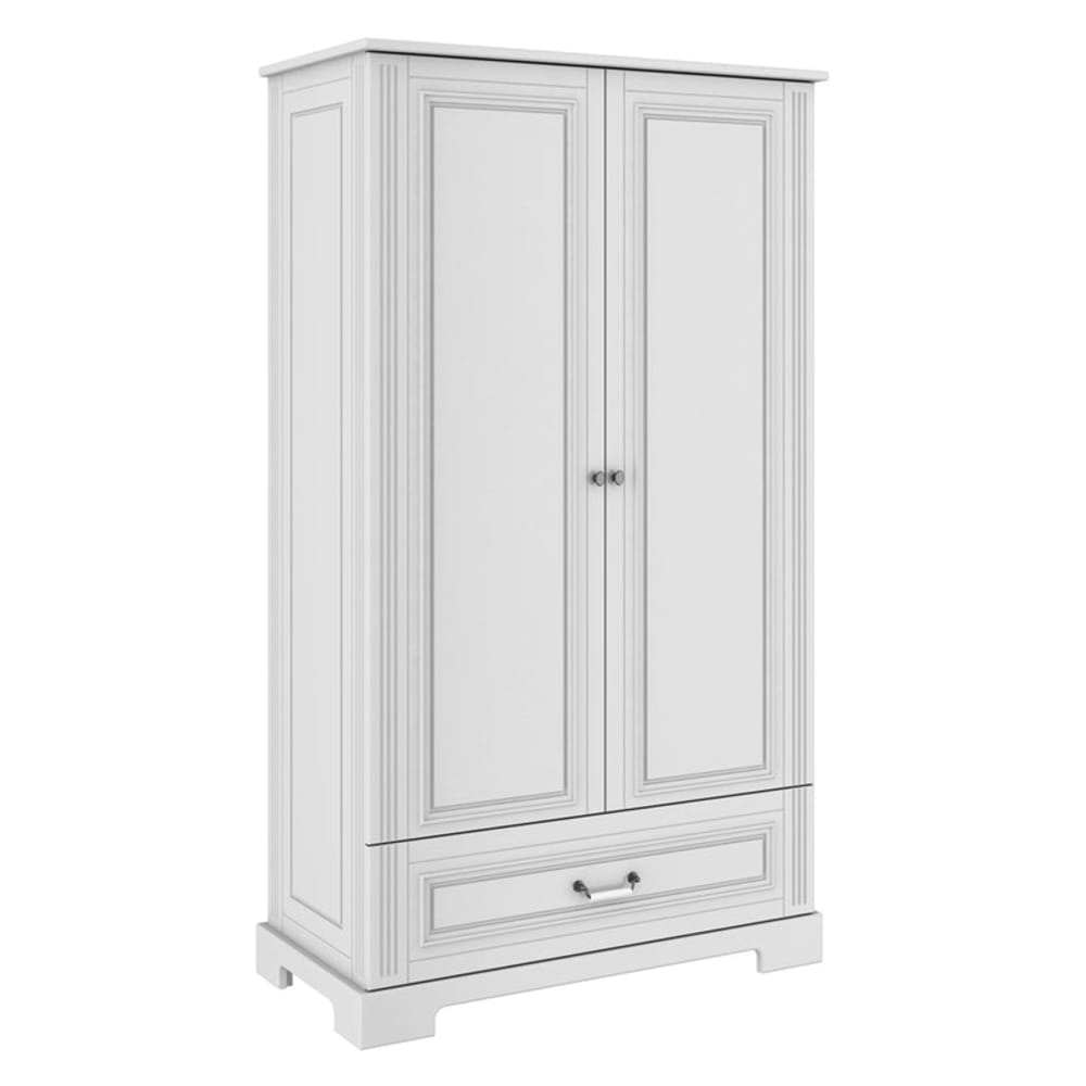 Armoire 2 portes 1 tiroir ines panneaux mdf et stratifiés blanc
