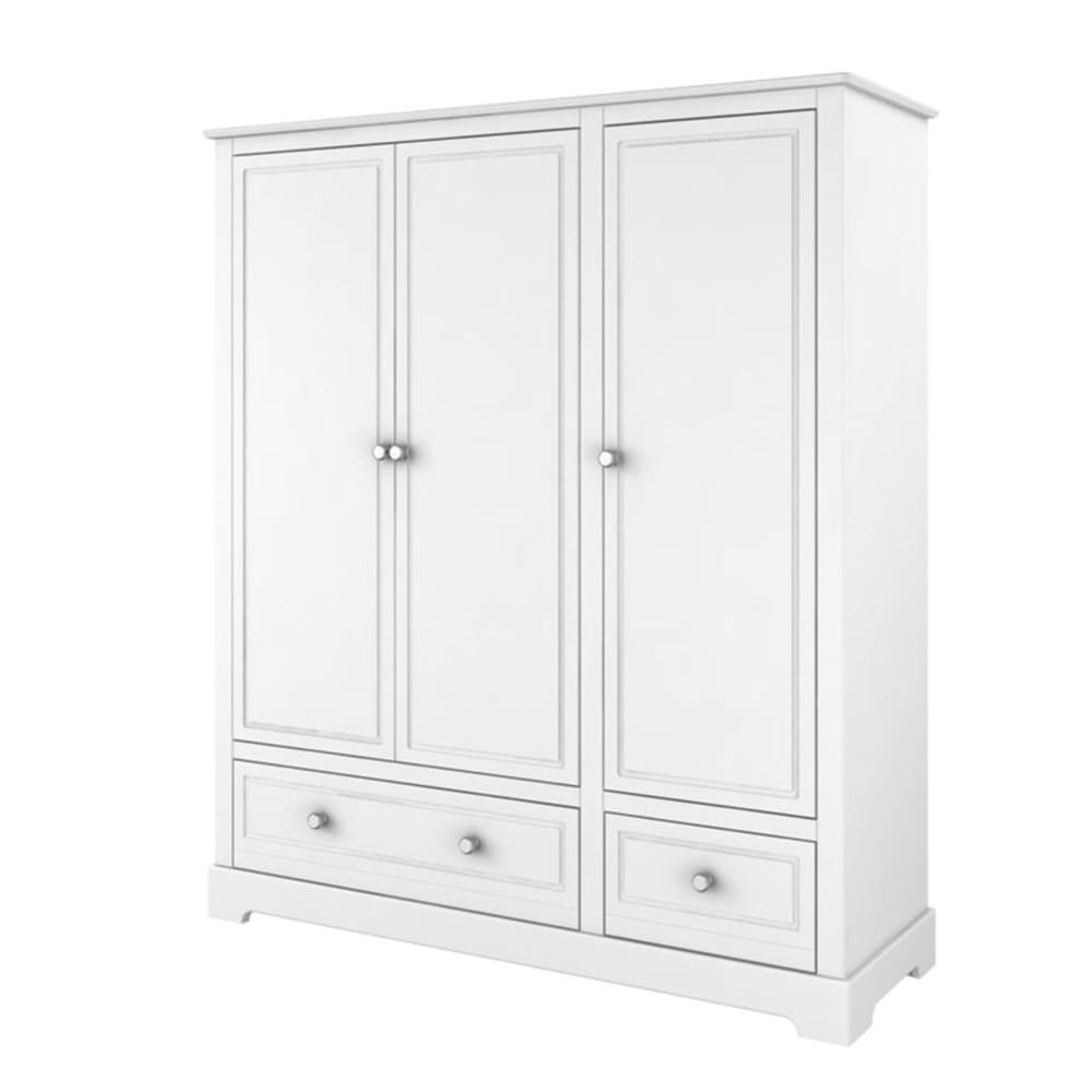 Armoire 3 portes 2 tiroirs marylou panneaux mdf et stratifiés blanc Armoire 3 portes 2 tiroirs marylou panneaux mdf et stratifiés blanc
