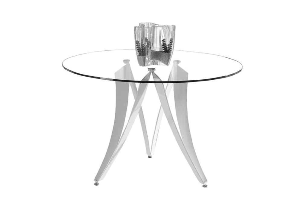 Mesa redonda de comedor con cristal templado. 120 × 77H