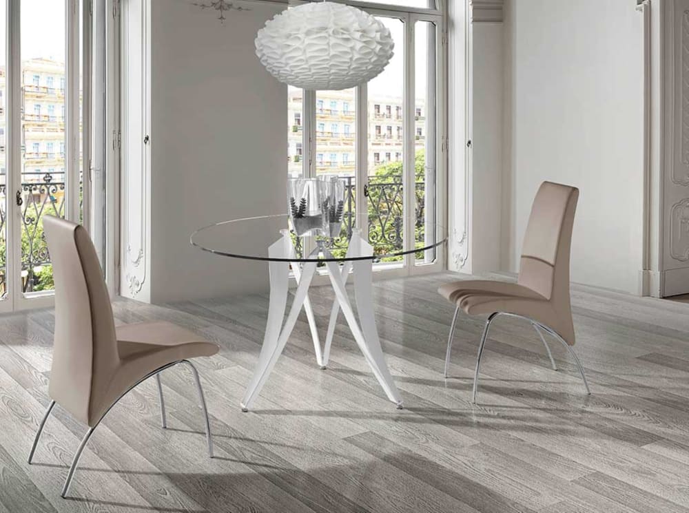 Mesa redonda de comedor con cristal templado. 120 × 77H - Maisons du Monde