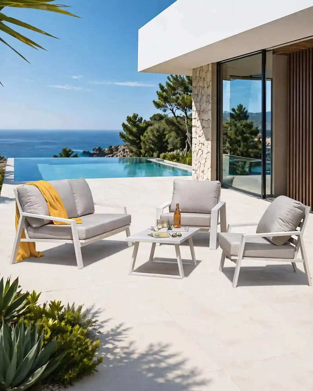 dcb garden Salon de jardin en aluminium style contemporain Blanc