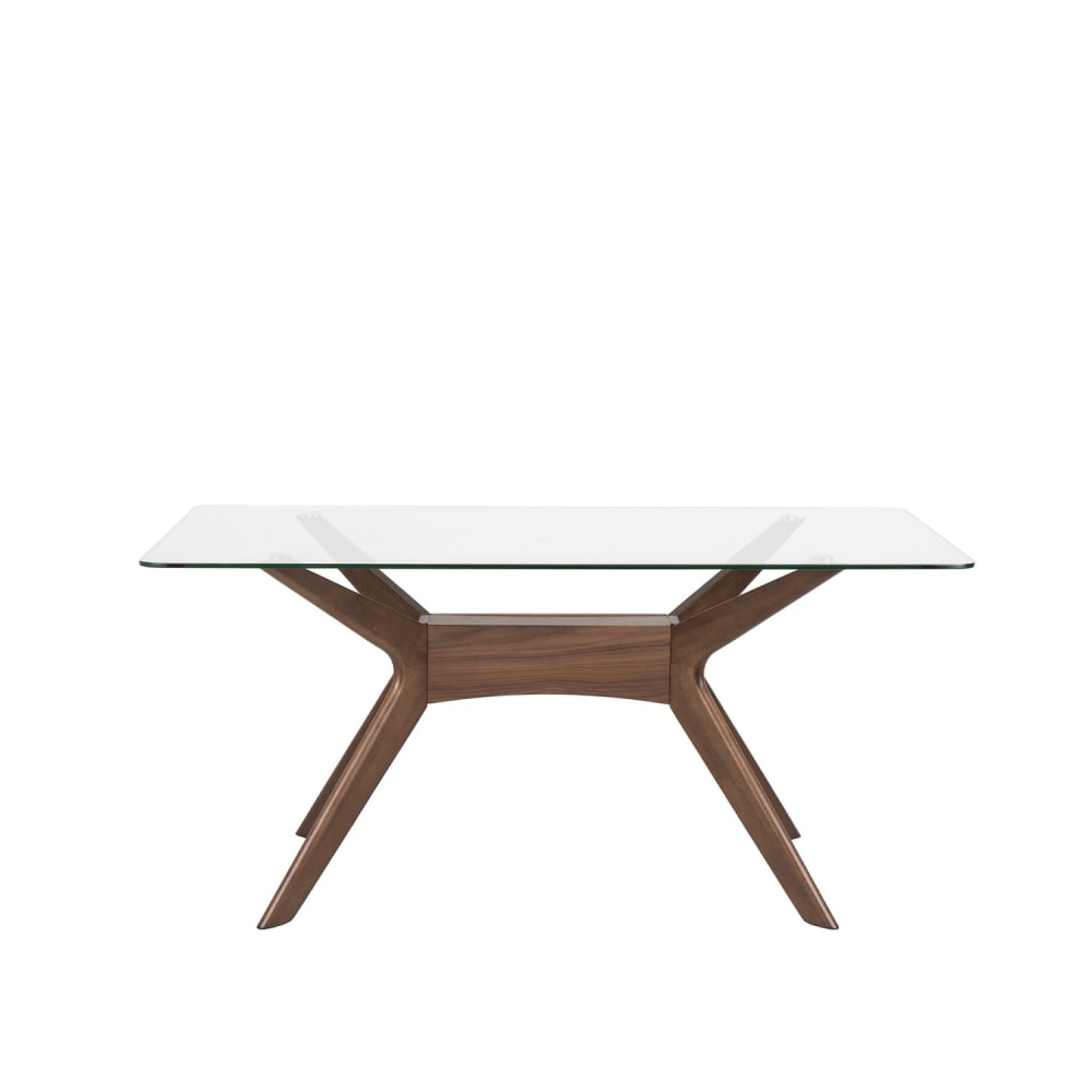 Mesa de comedor 140 con tablero de vidrio y patas de nogal - Maisons du Monde