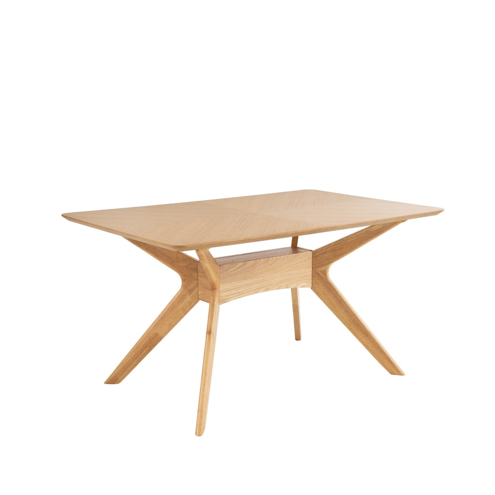 Mesa de comedor con tablero y patas de roble.