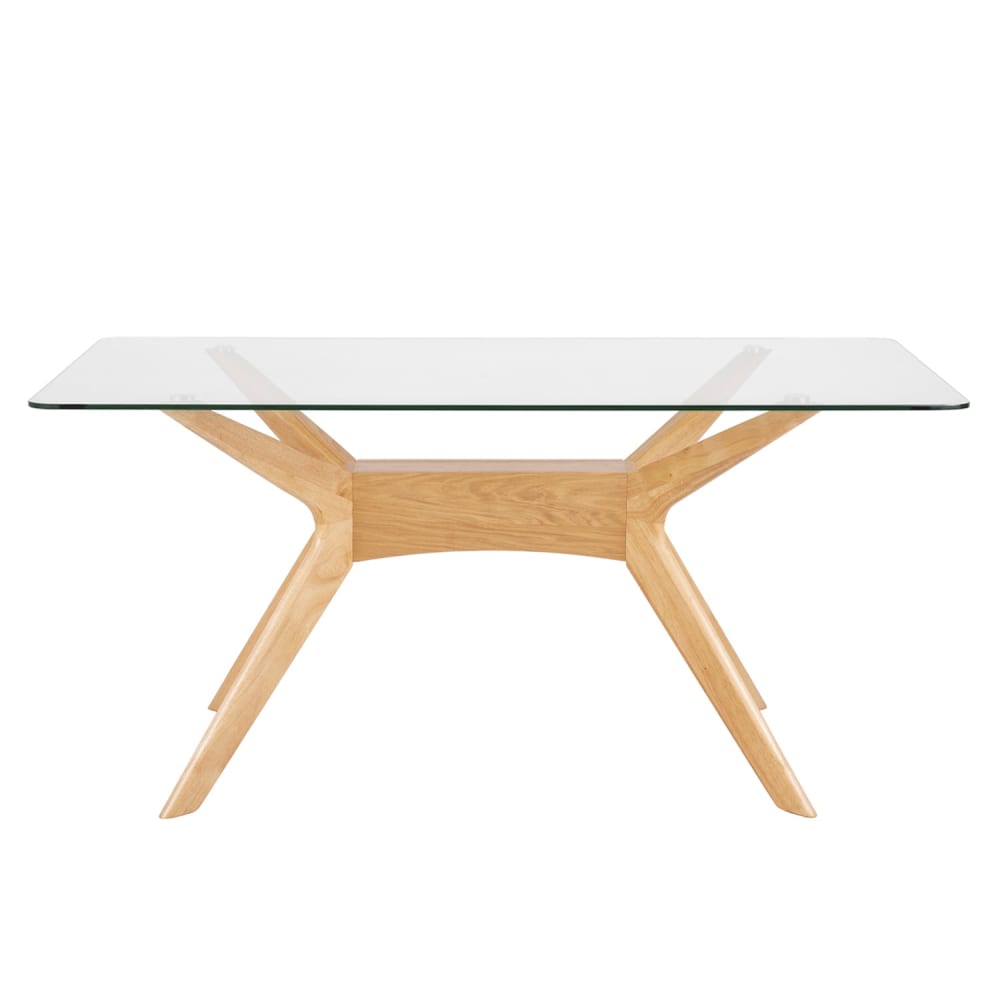 Mesa de comedor 160 con tablero de vidrio y patas de roble - Maisons du Monde
