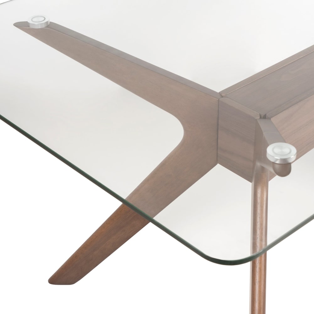 Mesa de comedor 160 con tablero de vidrio y patas de nogal - Maisons du Monde