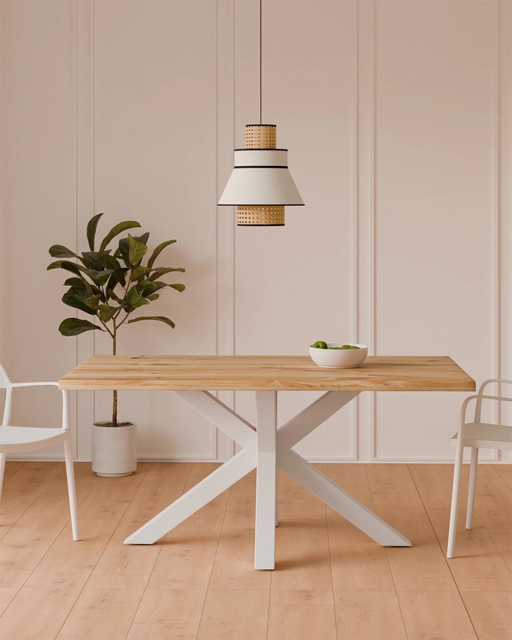 Mesa de comedor 140 con tablero de roble y patas negras. - Maisons du Monde