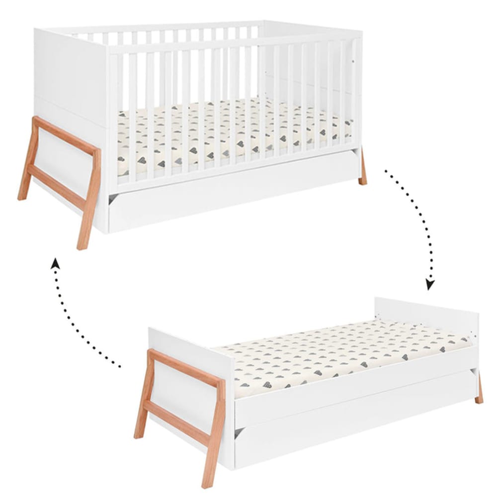 Lit évolutif 70x140 tiroir inclus panneaux mdf et stratifiés blanc Lit évolutif 70x140 tiroir inclus panneaux mdf et stratifiés blanc