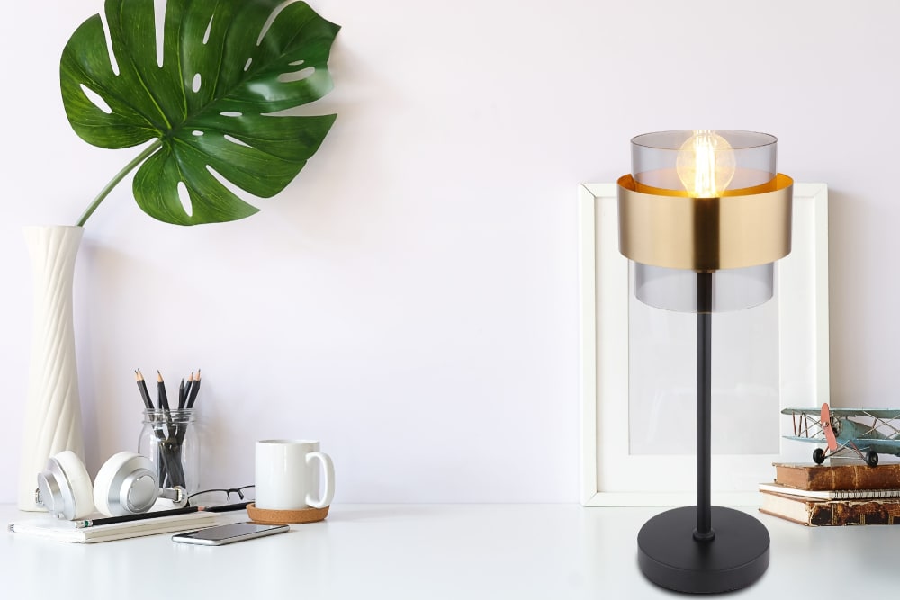 Tischleuchte Metall schwarz matt, 47cm - Maisons Du Monde