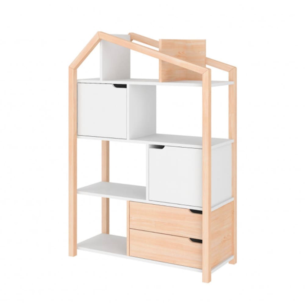 Bibliothèque maison phoebe panneaux mdf et stratifiés blanc Bibliothèque maison phoebe panneaux mdf et stratifiés blanc