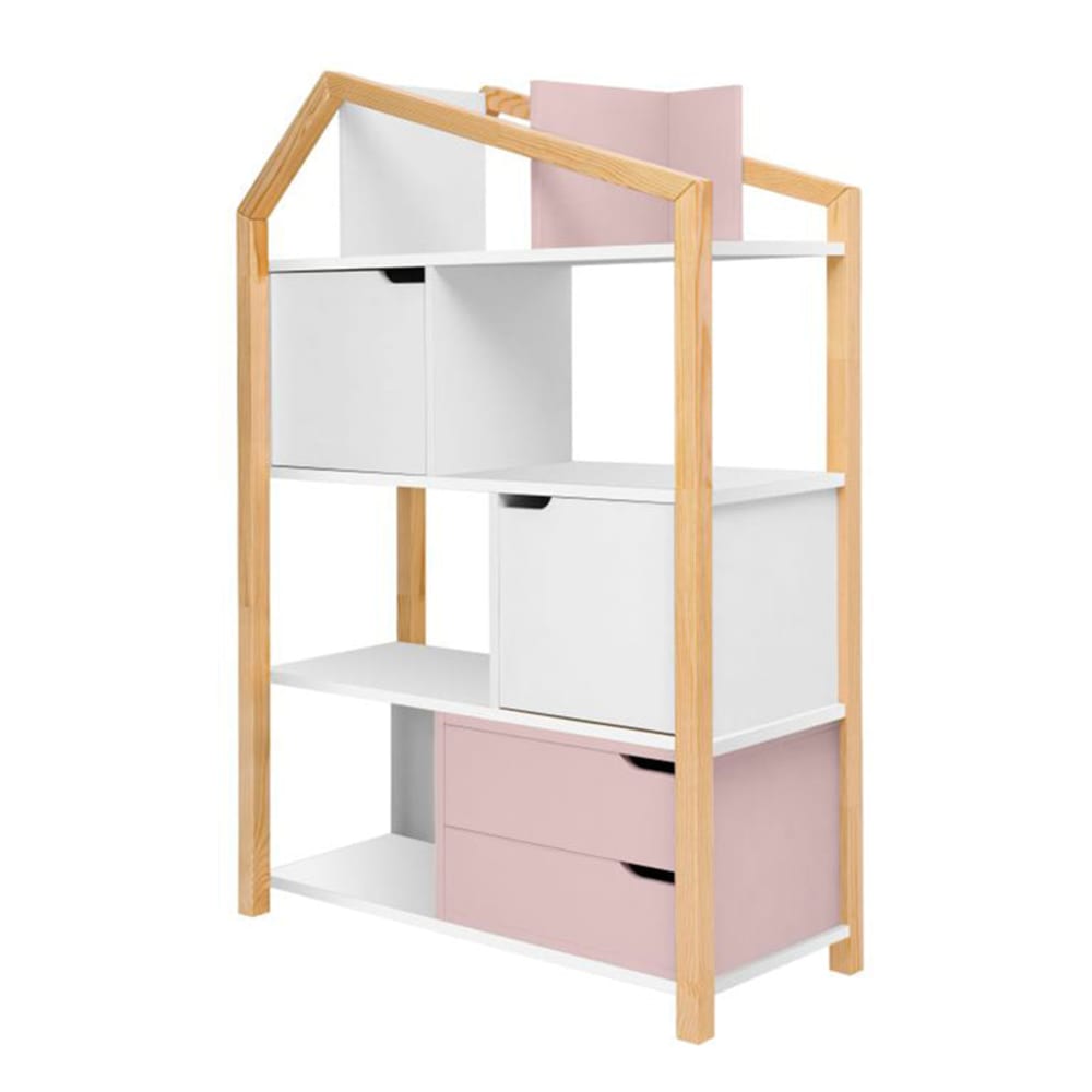 Bibliothèque maison phoebe panneaux mdf et stratifiés rose Bibliothèque maison phoebe panneaux mdf et stratifiés rose