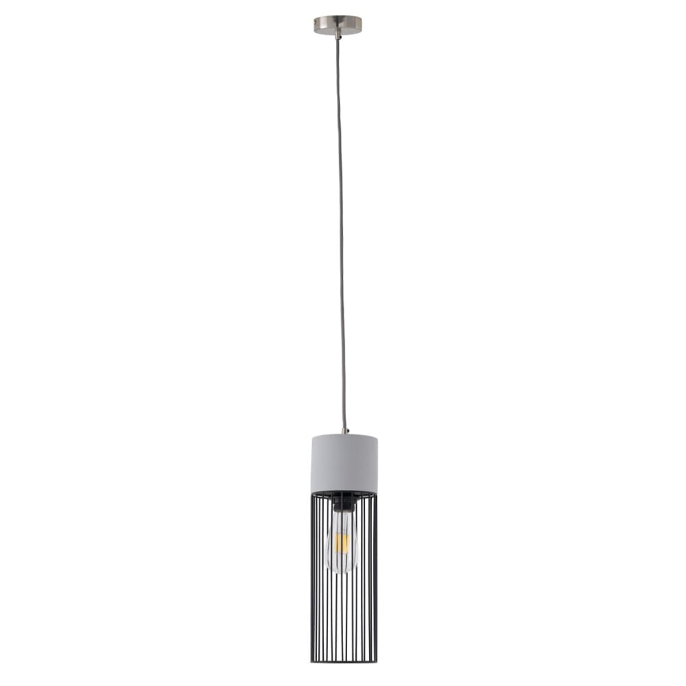 Lámpara colgante de estilo industrial gris.