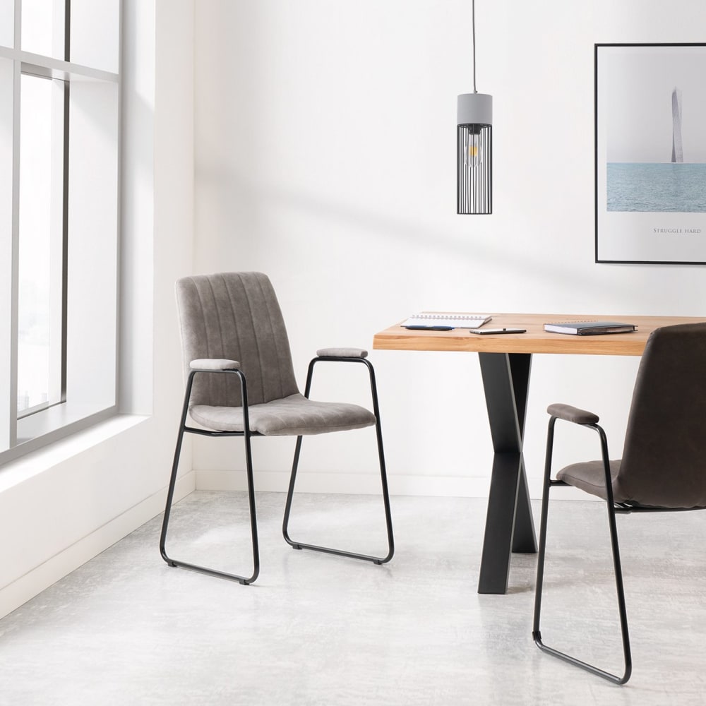 Lámpara colgante de estilo industrial gris. - Maisons du Monde