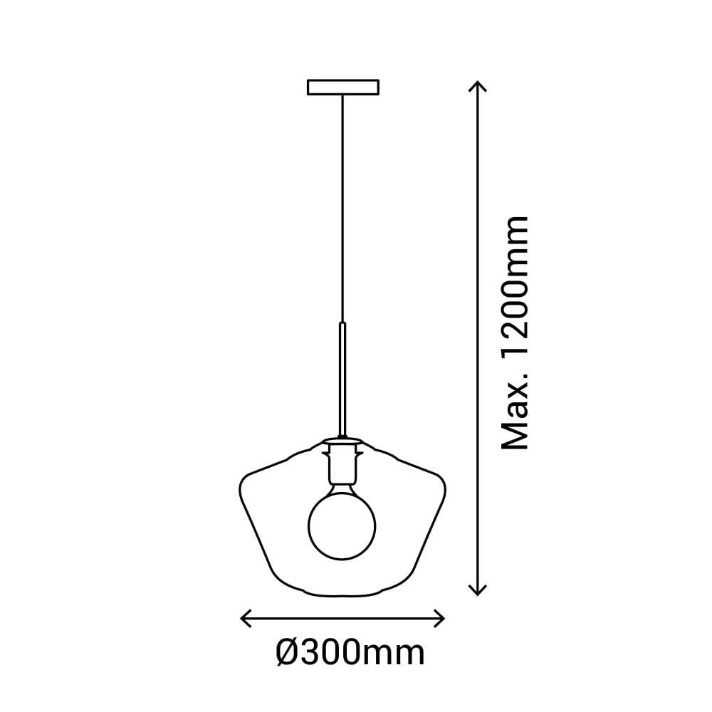 Suspension en verre soufflé fumé et métal finition noir — vue 4