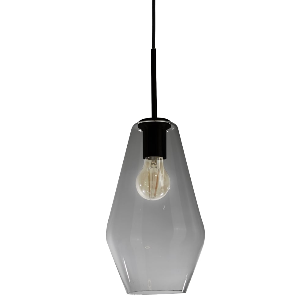Suspension décorative en verre fumé et métal finition noir