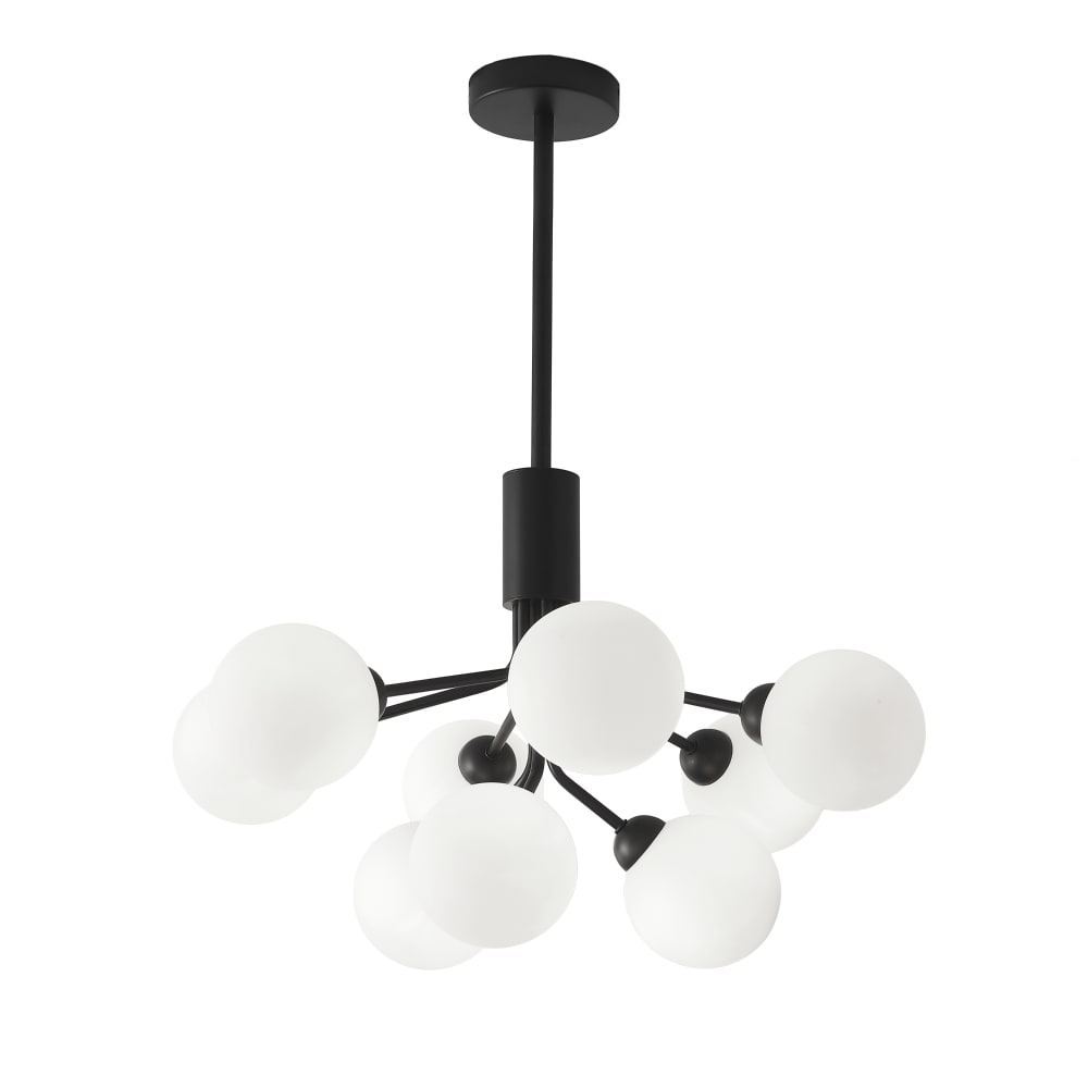 Lampada da soffitto a sfera in vetro 9 con portalampada nero - Modello Contemporaneo - Bianco - Cristallo
