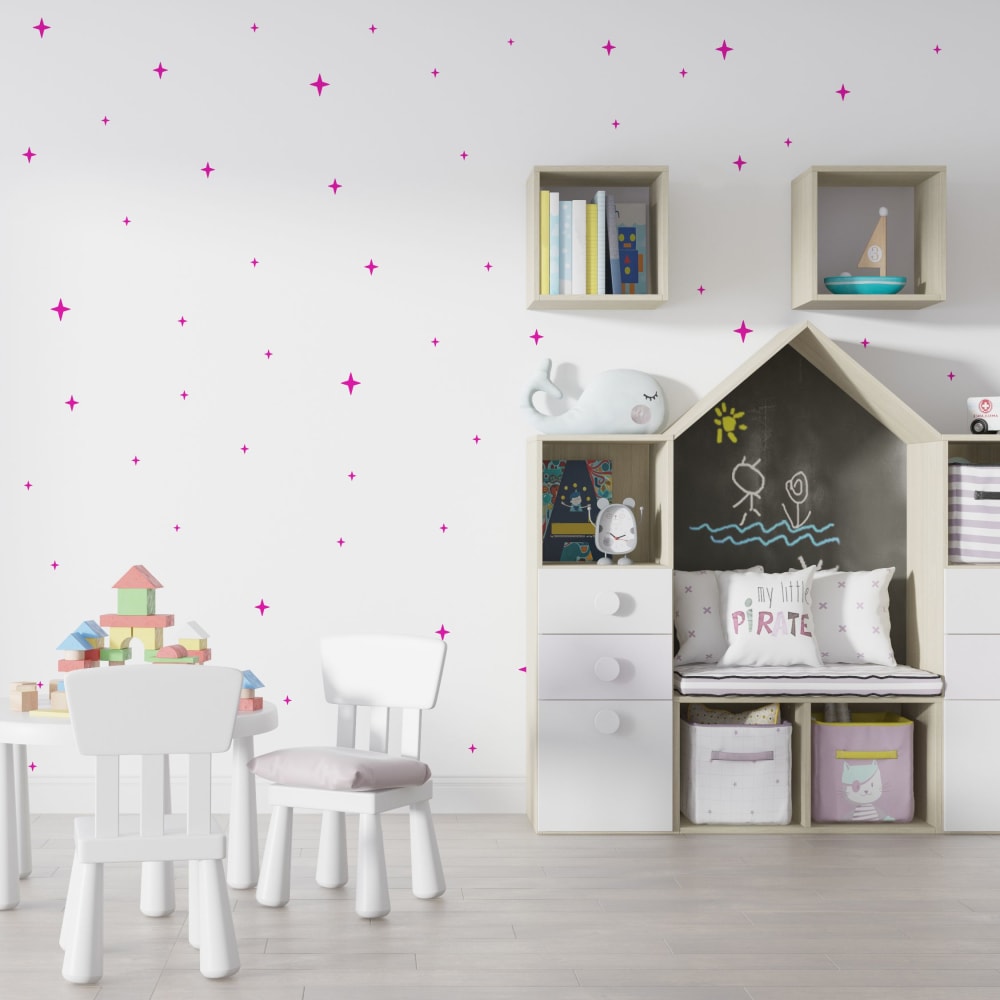 Estrellas fugaz en vinilo decorativo mate fucsia 19x29 cm - Maisons du Monde