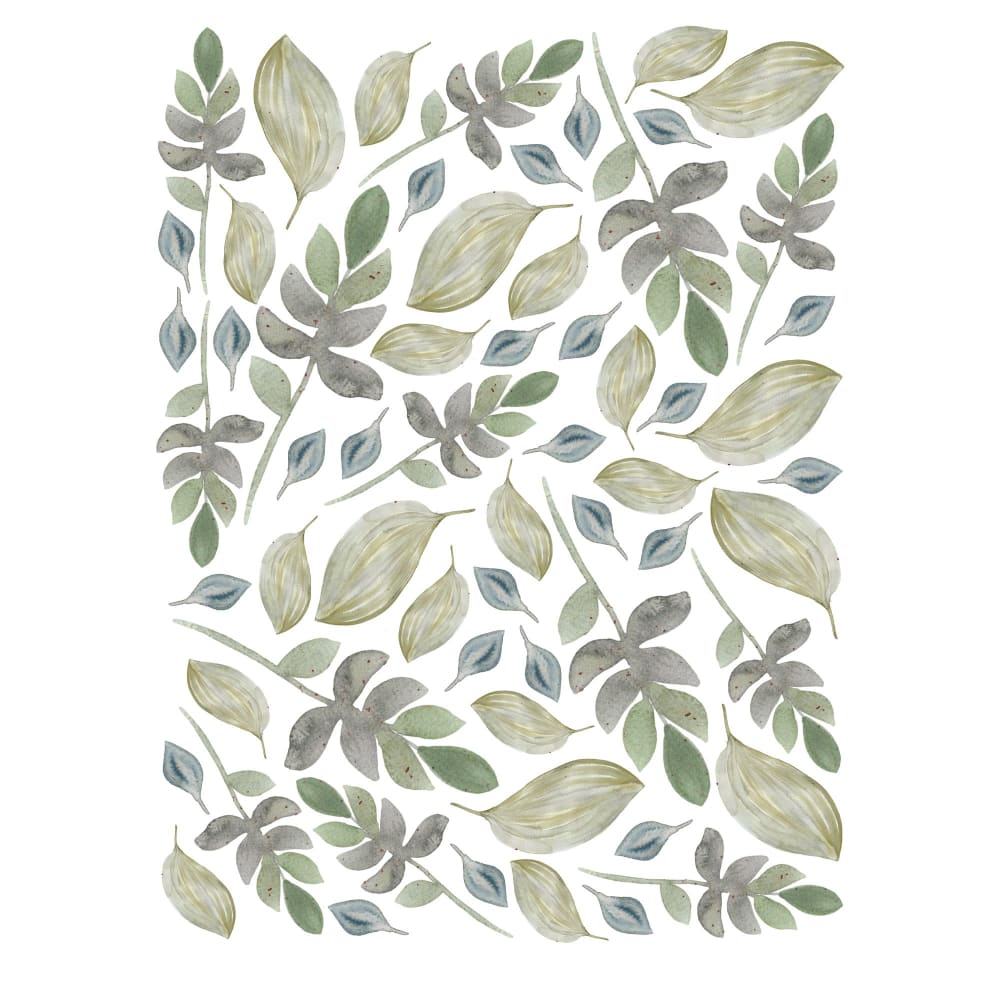 Vinilo de hojas decorativas efecto acuarela verde