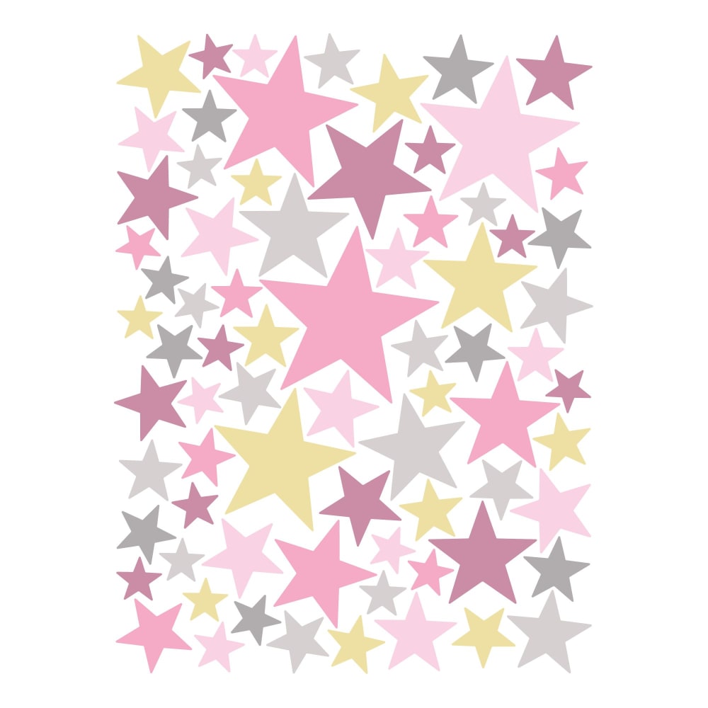 Nicolasito Stickers étoiles en Vinyle mat rose pastel Rose Pva - Polyacétate De Vinyle - 24x32x0cm