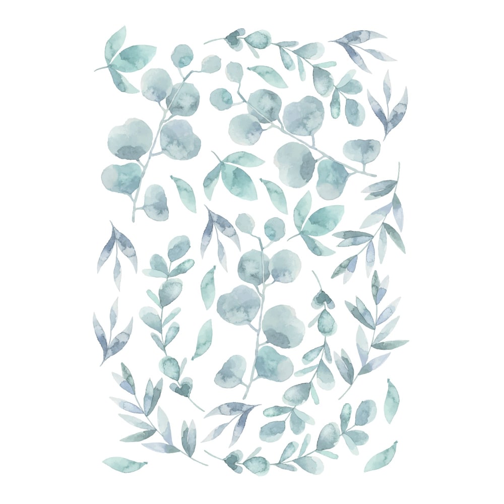 Nicolasito Stickers Plantes d'eucalyptus Vinyle mat Vert Bleu Pva - Polyacétate De Vinyle - 24x32x0cm
