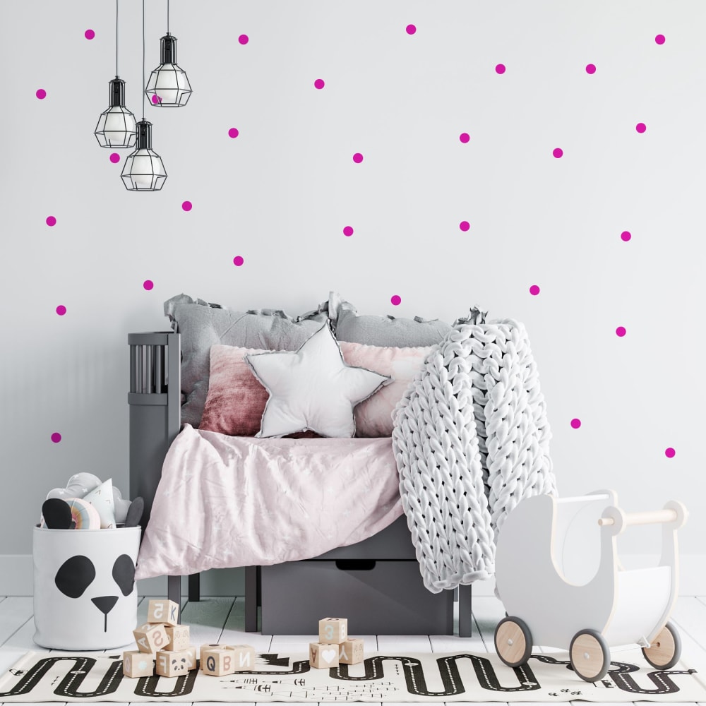 Adesivi a pois in vinile decorativo opaco fucsia 19x29 cm -