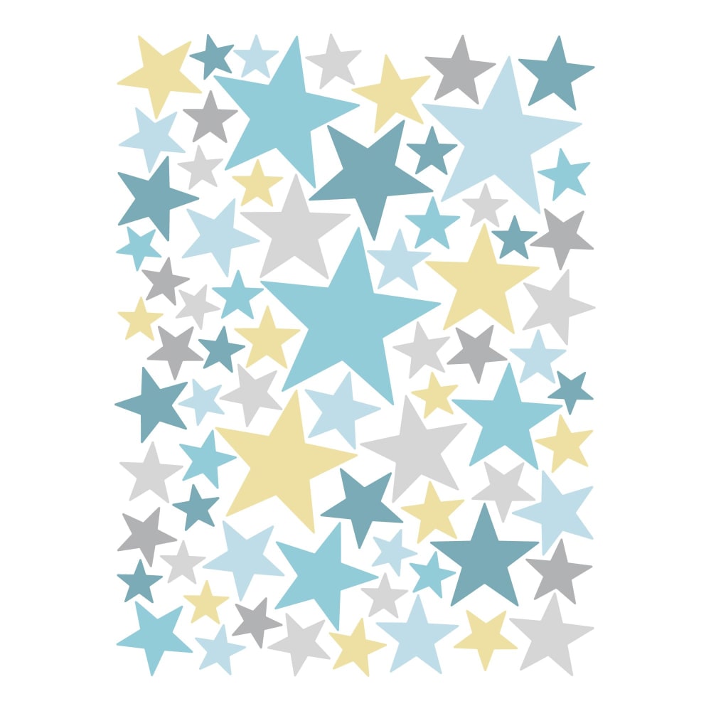 Nicolasito Stickers étoiles en Vinyle mat bleu pastel Bleu Pva - Polyacétate De Vinyle - 24x32x0cm