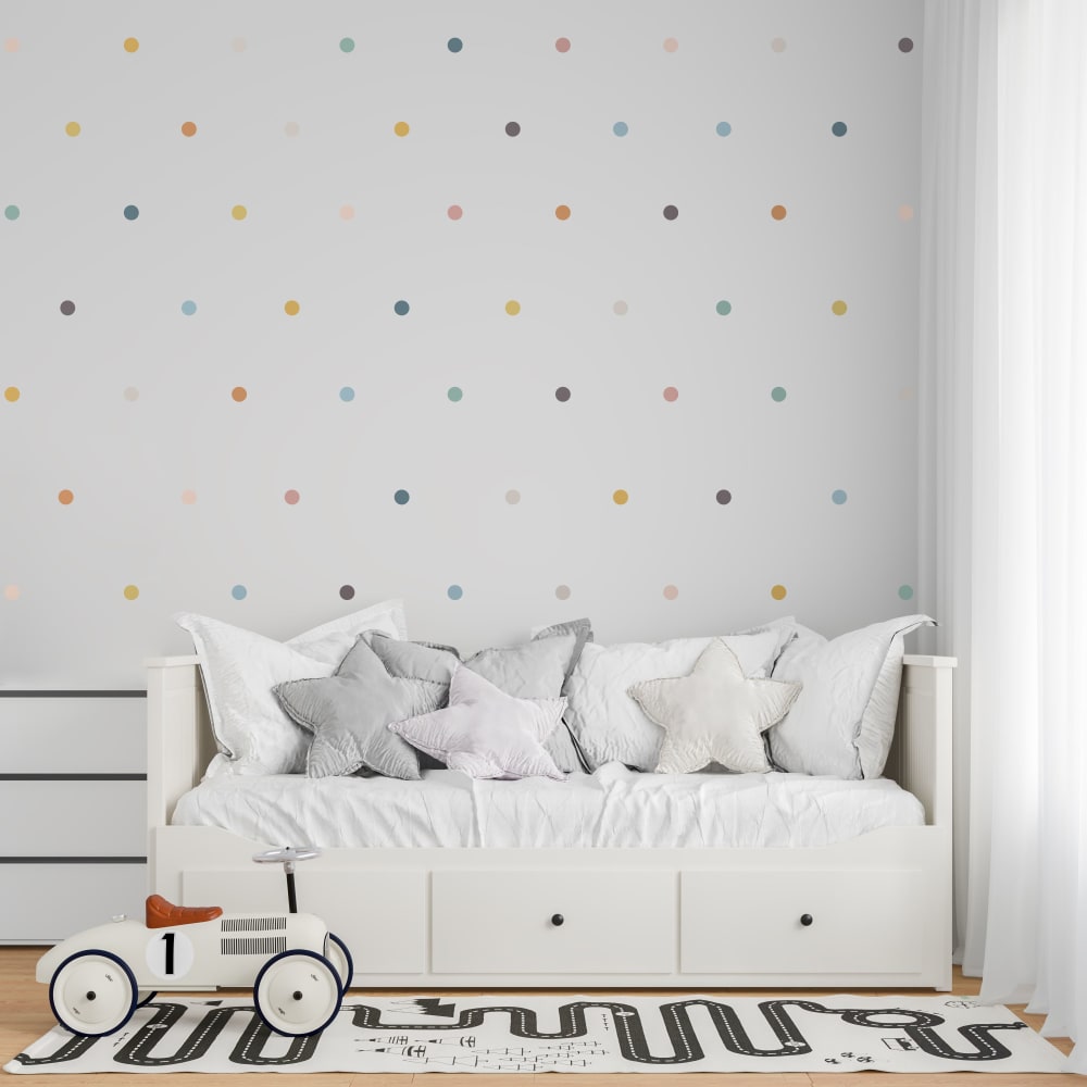 Adesivi murali decorativi a pois multicolore sunset pastello -