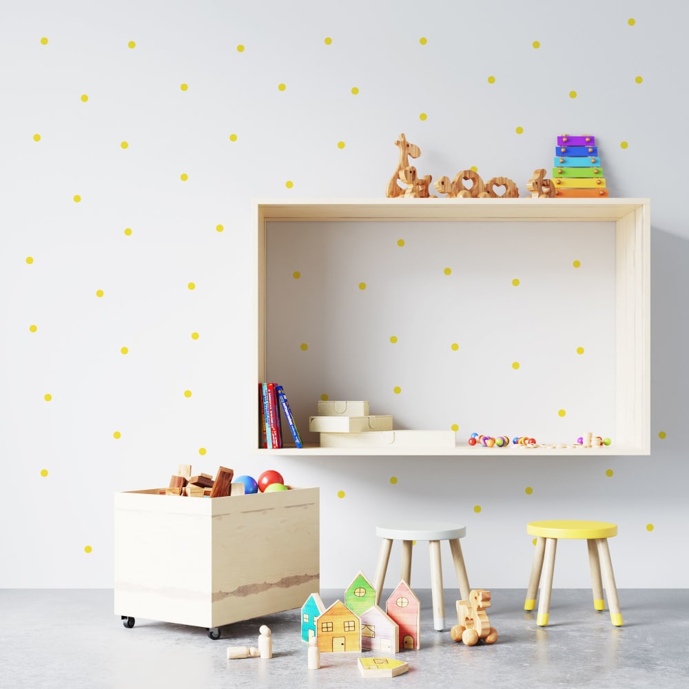 Adesivi a pois in vinile decorativo opaco giallo 19x29 cm -
