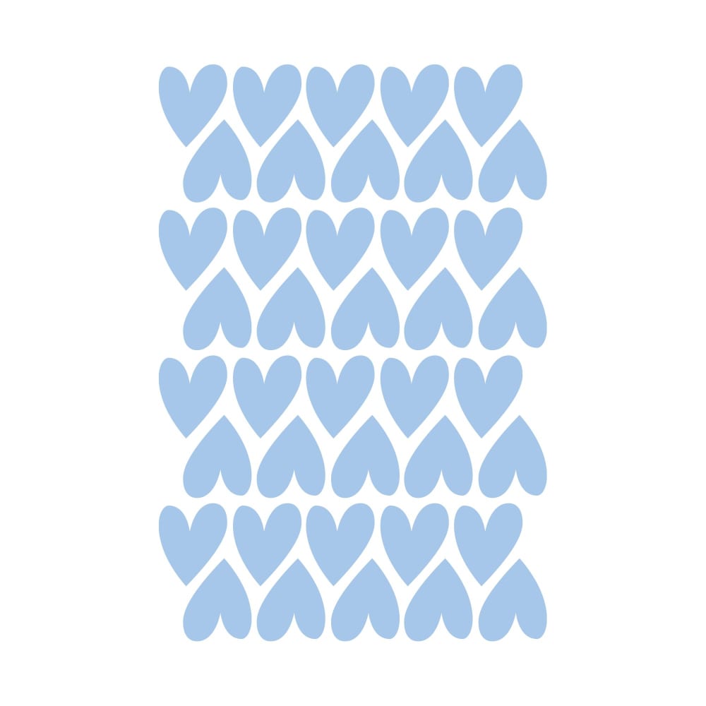 Corazones en vinilo decorativo mate azul cielo 19x29 cm