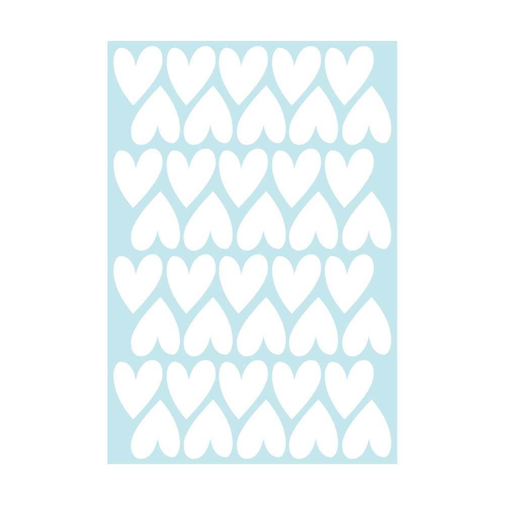 Corazones en vinilo decorativo mate blanco 19x29 cm