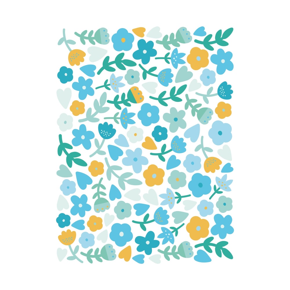 Mini fiori blu multicolore in adesivo decorativo opaco - Blu - PVA - Acetato di polivinile