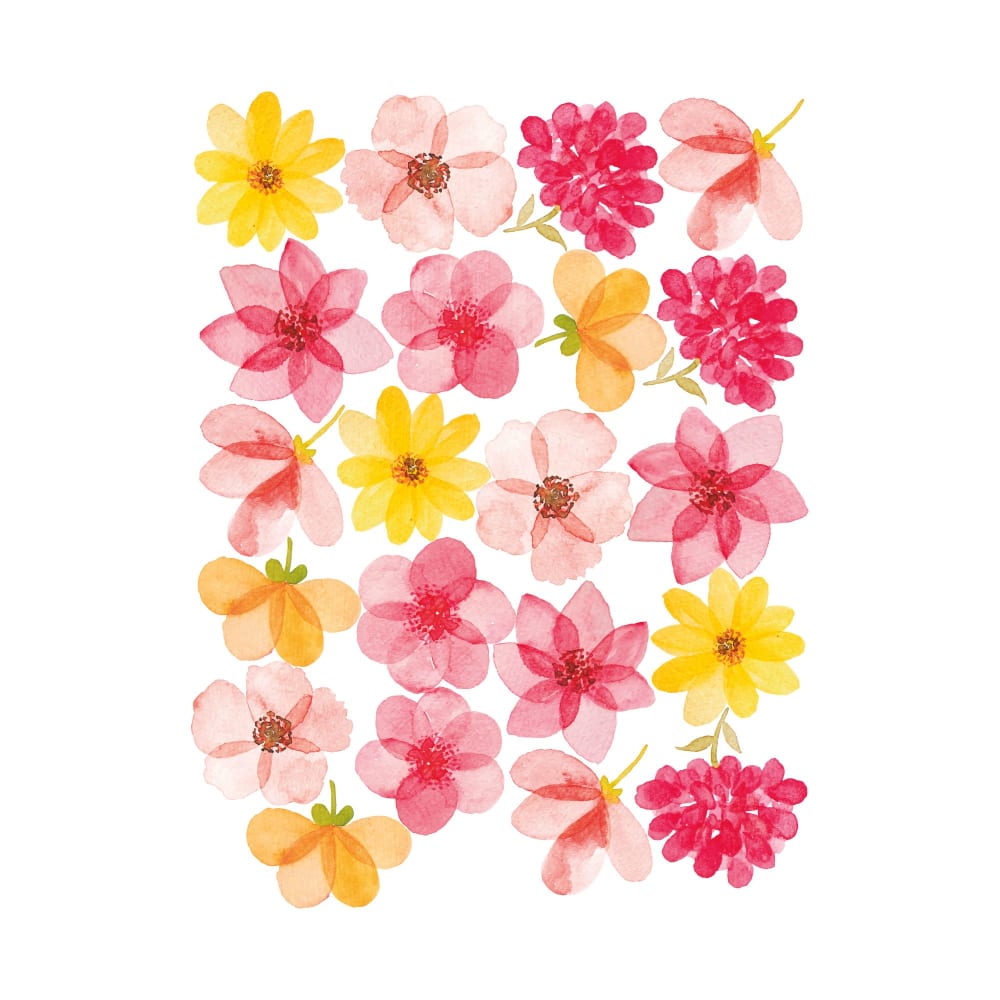 Nicolasito Stickers décoratifs mat Fleurs printanières rose Rose Pva - Polyacétate De Vinyle - 24x32x0cm