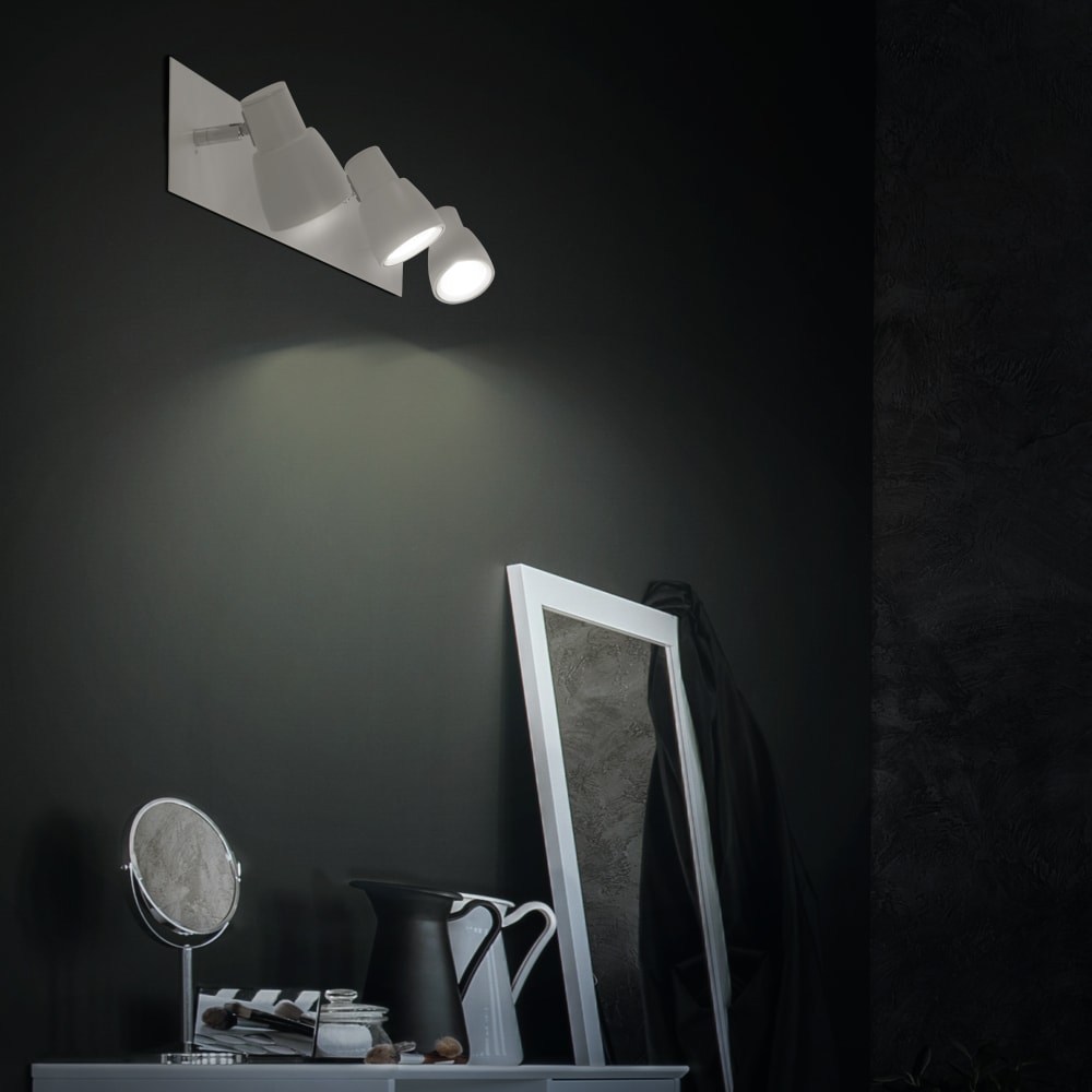 Double spot mural led orientable en aluminium finition blanc mat — vue 3