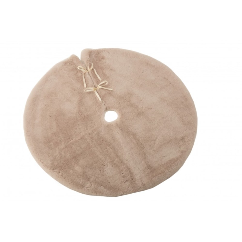 Base de árbol de navidad redonda de poliéster beige de 90 cm de diámet